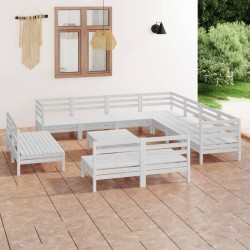 12-tlg. Garten-Lounge-Set Massivholz Kiefer Weiß