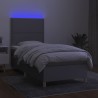 Boxspringbett mit Matratze & LED Hellgrau 100x200 cm Stoff