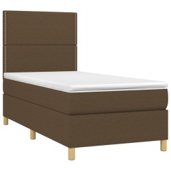 Boxspringbett mit Matratze & LED Dunkelbraun 80x200 cm Stoff