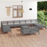 13-tlg. Garten-Lounge-Set Grau Massivholz Kiefer