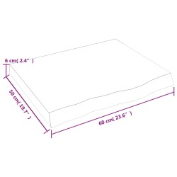 Waschtischplatte Hellbraun 60x50x(2-6) cm Massivholz Behandelt