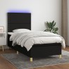 Boxspringbett mit Matratze & LED Schwarz 90x190 cm Stoff