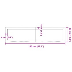 Waschtischplatte Dunkelbraun 120x30x(2-4)cm Massivholz