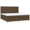 Boxspringbett mit Matratze & LED Dunkelbraun 200x200 cm Stoff