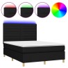 Boxspringbett mit Matratze & LED Schwarz 140x190 cm Stoff