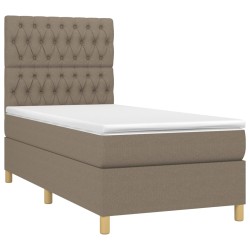 Boxspringbett mit Matratze & LED Taupe 100x200 cm Stoff