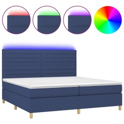 Boxspringbett mit Matratze & LED Blau 200x200 cm Stoff