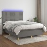 Boxspringbett mit Matratze & LED Dunkelgrau 140x200 cm Stoff