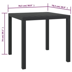 Garten-Esstisch WPC Aluminium 80 x 80 x 74 cm Schwarz