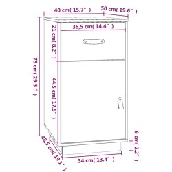 Schreibtisch-Schrank Schwarz 40x50x75 cm Massivholz Kiefer