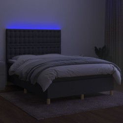 Boxspringbett mit Matratze & LED Dunkelgrau 140x190 cm Stoff