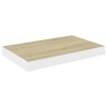 Schweberegale 2 Stk. Eichen-Optik und Weiß 40x23x3,8 cm MDF