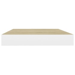 Schweberegale 2 Stk. Eichen-Optik und Weiß 40x23x3,8 cm MDF