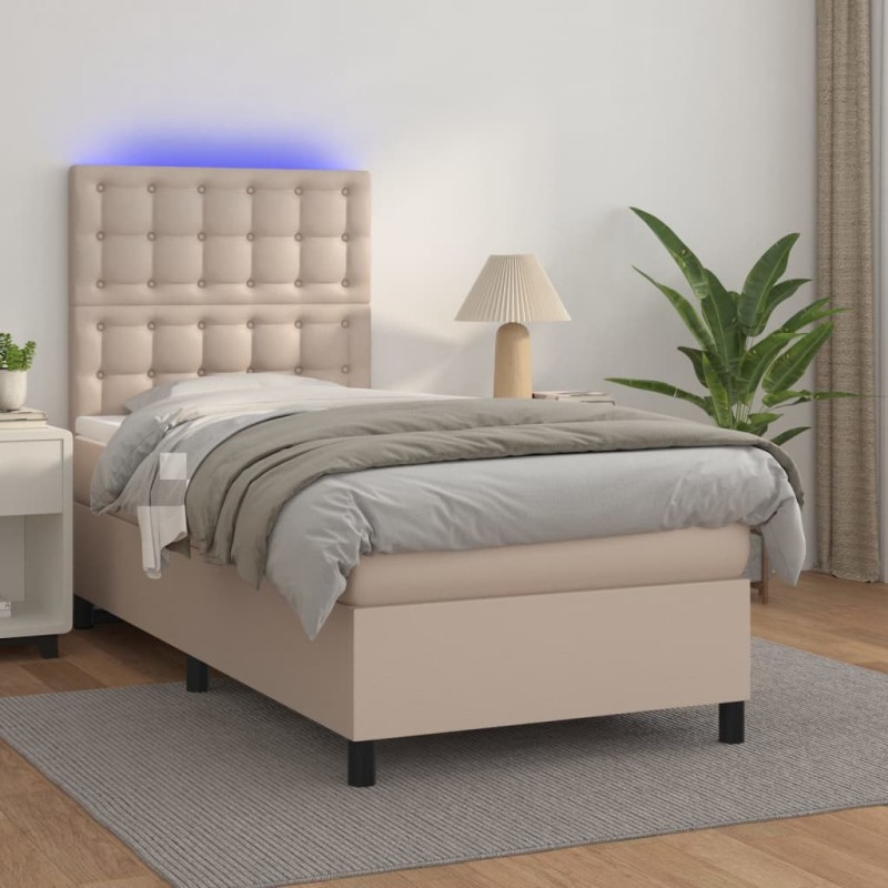 Boxspringbett mit Matratze & LED Cappuccino-Braun 90x200cm