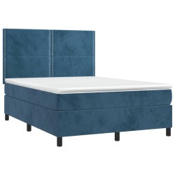 Boxspringbett mit Matratze & LED Dunkelblau 140x200 cm Samt