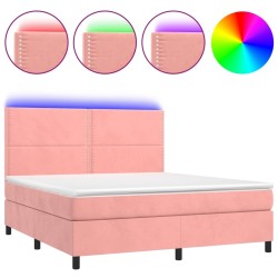 Boxspringbett mit Matratze & LED Rosa 160x200 cm Samt