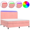 Boxspringbett mit Matratze & LED Rosa 180x200 cm Samt