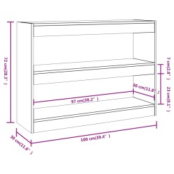 Bücherregal/Raumteiler Braun Eichen-Optik 100x30x72 cm