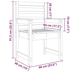 Gartenstühle 2 Stk. Grau 60x48x91 cm Massivholz Kiefer