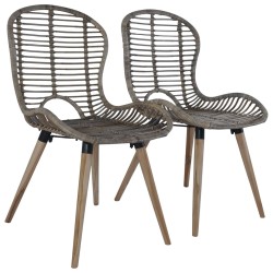 Esszimmerstühle 2 Stk. Braun Natürliches Rattan