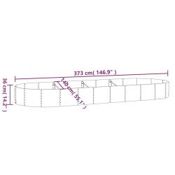 Hochbeet Pulverbeschichteter Stahl 373x140x36 cm Silbern