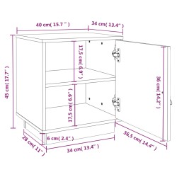 Nachttische 2 Stk. Grau 40x34x45 cm Massivholz Kiefer