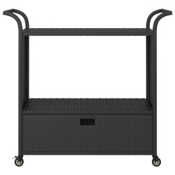 Barwagen mit Schublade Schwarz 100x45x97 cm Poly Rattan