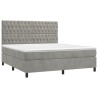 Boxspringbett mit Matratze & LED Hellgrau 160x200 cm Samt