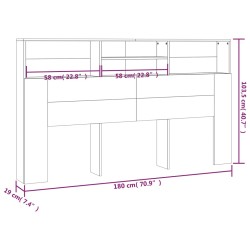 Kopfteil mit Ablagen Braun Eichen-Optik 180x19x103,5 cm