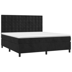 Boxspringbett mit Matratze & LED Schwarz 180x200 cm Samt