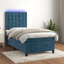 Boxspringbett mit Matratze & LED Dunkelblau 100x200 cm Samt