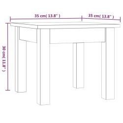 Couchtisch Schwarz 35x35x30 cm Massivholz Kiefer