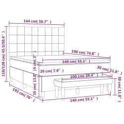 Boxspringbett mit Matratze Dunkelgrau 140x190 cm Stoff