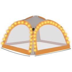 Partyzelt mit LED und 4 Seitenwänden 3,6x3,6x2,3 m Grau&Orange