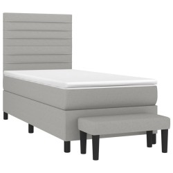 Boxspringbett mit Matratze Hellgrau 90x190 cm Stoff