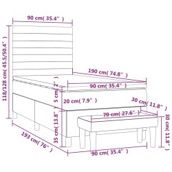 Boxspringbett mit Matratze Hellgrau 90x190 cm Stoff