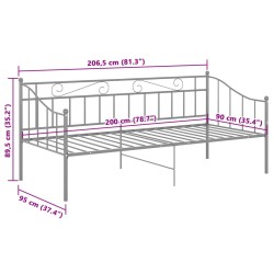 Schlafsofa Bettgestell Grau Metall 90x200 cm