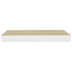 Schweberegal Eichen-Optik und Weiß 50x23x3,8 cm MDF