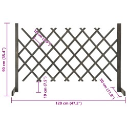 Garten-Rankzaun Grau 120x90 cm Massivholz Tanne