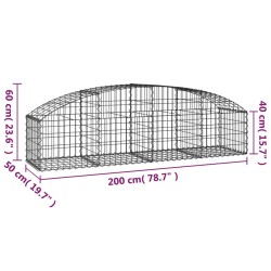 Gabione mit Hochbogen 200x50x40/60 cm Verzinktes Eisen