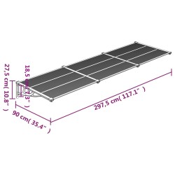 Türvordach Schwarz 297,5x90 cm Polycarbonat