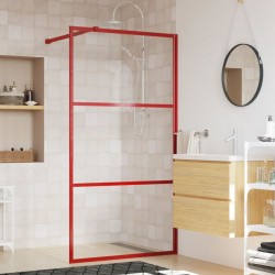 Duschwand für Begehbare Dusche mit ESG Klarglas Rot 100x195 cm