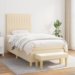 Boxspringbett mit Matratze Creme 90x200 cm Stoff