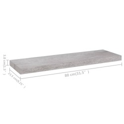 Schweberegal Betongrau 80x23,5x3,8 cm MDF