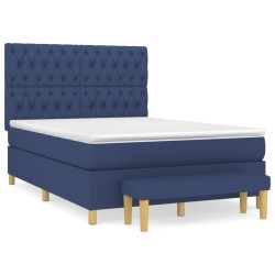 Boxspringbett mit Matratze Blau 140x190 cm Stoff