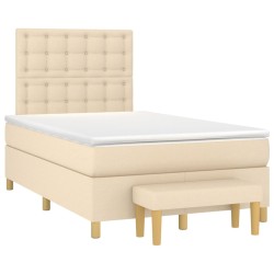 Boxspringbett mit Matratze Creme 120x200 cm Stoff