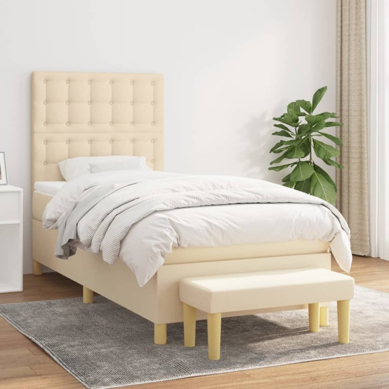 Boxspringbett mit Matratze Creme 100x200 cm Stoff