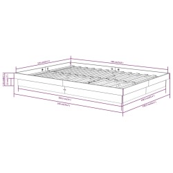 Massivholzbett Grau 135x190 cm