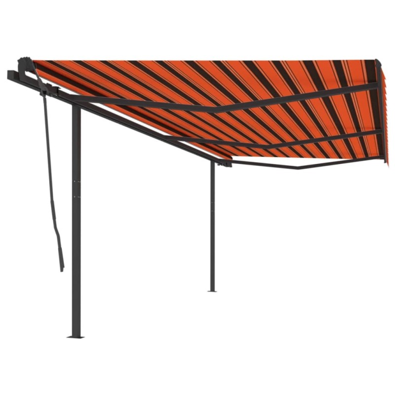 Markise Manuell Einziehbar mit Pfosten 6x3,5 m Orange Braun