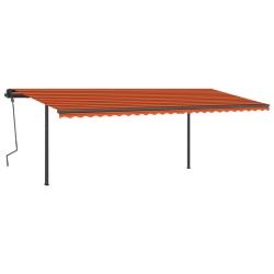 Markise Manuell Einziehbar mit Pfosten 6x3,5 m Orange Braun